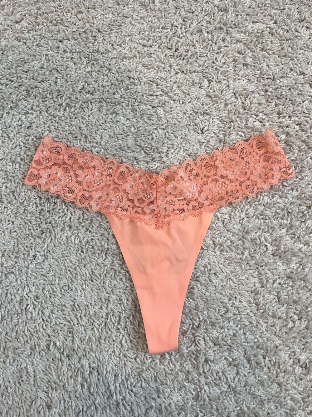 Victoria's Secret Lace-Trim panty Thong in Coral